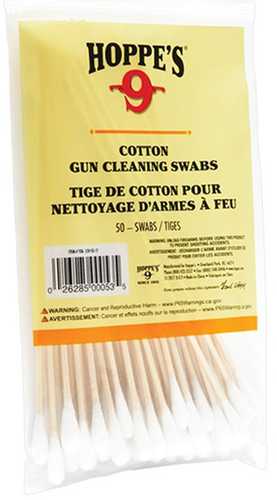 Hoppe's Cotton Cleaning Swab 50CT WD Gr 5.9 Bag